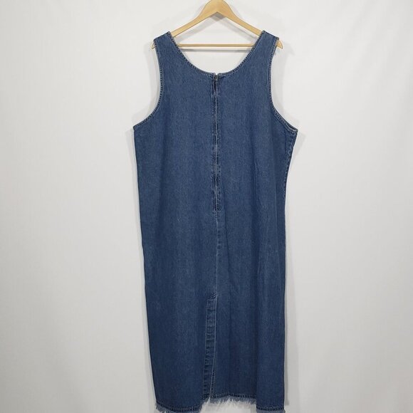 Vintage Sunshine Apparel Sleeveless Denim Dress Embroidered Floral Applique 3X - Picture 3 of 4